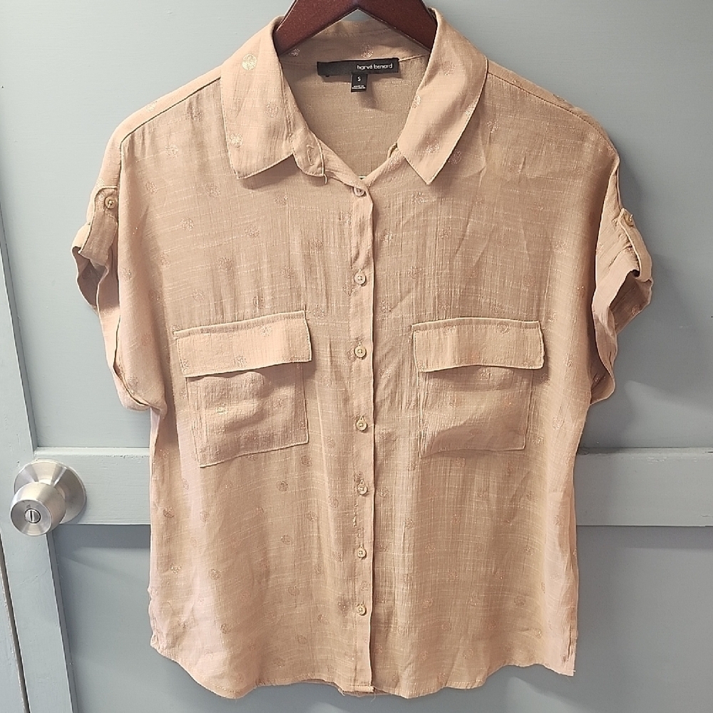 Harve Benard Tan Button-Up Women's - Picture 3 of 9